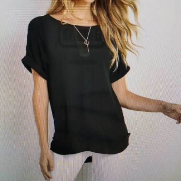 Black Sheer Panel Blouse - Picture 6 of 6